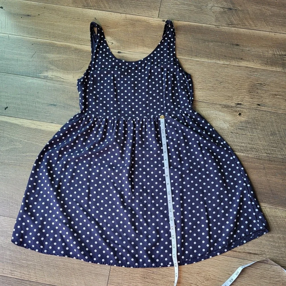 H&M Divided Navy Blue White Polka Dot Sleeveless Fit Flare Skater Mini Dress 8